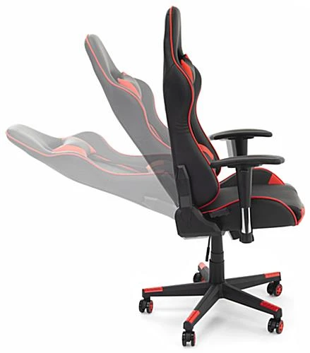 47.2"h Gaming Chair With Adjustable Armrests, Lumbar Support, Tilting Backrest - Red 4 47.2"h Gaming Chair With Adjustable Armrests, Lumbar Support, Tilting Backrest - Red - Image 4