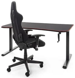 63"w Computer Desk With Height Adjustable Crank, Desk Pad Protector - Black -UZI Business Furniture Shop fdgamedbk.ra6b preview
