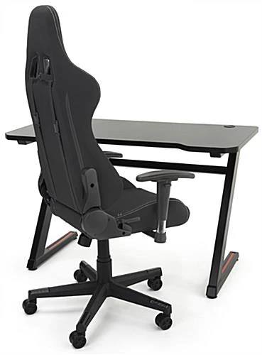 47.25"w Gaming Computer Desk With Z-Shaped Design, Floor Levelers - Black 8 47.25"w Gaming Computer Desk With Z-Shaped Design, Floor Levelers - Black - Image 8
