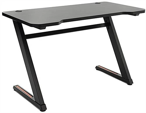 47.25"w Gaming Computer Desk With Z-Shaped Design, Floor Levelers - Black 1 47.25"w Gaming Computer Desk With Z-Shaped Design, Floor Levelers - Black