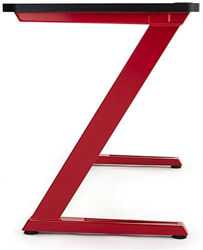 47.25"w Gaming Computer Desk With Z-Shaped Design, Floor Levelers - Red 4 47.25"w Gaming Computer Desk With Z-Shaped Design, Floor Levelers - Red - Image 4