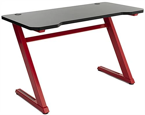 47.25"w Gaming Computer Desk With Z-Shaped Design, Floor Levelers - Red 1 47.25"w Gaming Computer Desk With Z-Shaped Design, Floor Levelers - Red