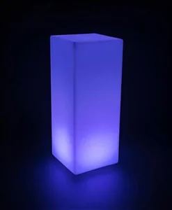 43.25” High-Top Table W/ LED Lighting, 16 Color Options, Rechargeable Battery - White