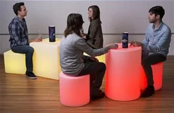 23.5” Cube Table W/ LED Lighting, 16 Color Options, Rechargeable Battery - White -UZI Business Furniture Shop fdled23sq.renv preview