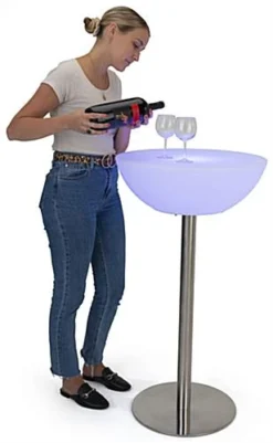 23.5" X 43" Round LED Table, 16 Color Options, Rechargeable Battery - White -UZI Business Furniture Shop fdledctabe.ra2 preview