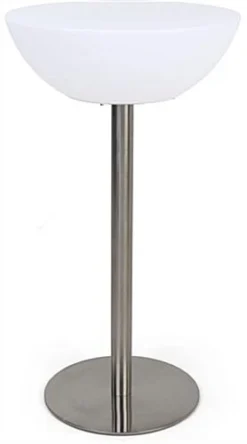 23.5" X 43" Round LED Table, 16 Color Options, Rechargeable Battery - White