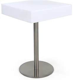 23" X 23" Square LED Table, 16 Color Options, Rechargeable Battery - White