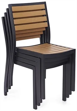 19.5"h Aluminum And Faux Teak Indoor/Outdoor Chairs, Set Of 2 - Natural -UZI Business Furniture Shop fdomf2c.ra3 preview