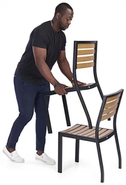 19.5"h Aluminum And Faux Teak Indoor/Outdoor Chairs, Set Of 2 - Natural -UZI Business Furniture Shop fdomf2c.ra4 preview