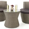 3 Piece Wicker Patio Set With Weather-Resistant Build And Stackable Design - Taupe
