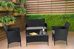 Patio Set W/ 16"h Table, Outdoor, Cushioned Sofa & 2 Chairs, Synthetic Rattan -UZI Business Furniture Shop fdoutdset1.ra7 preview