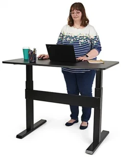 51" Adjustable Standing Desk, Pneumatic Height Setting, Curved Edge Siding - Black -UZI Business Furniture Shop fdstupdk.ra4 preview