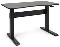 51" Adjustable Standing Desk, Pneumatic Height Setting, Curved Edge Siding - Black