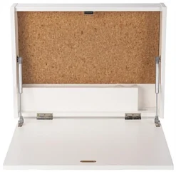 24" W X 18" H Wall Mounted Folding Desk W/ File & Pen Storage, Cork Backer - White -UZI Business Furniture Shop fdwmd1wt.ra2 preview