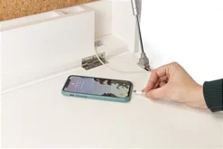 24" W X 18" H Wall Mounted Folding Desk W/ File & Pen Storage, Cork Backer - White -UZI Business Furniture Shop fdwmd1wt.ra3 preview