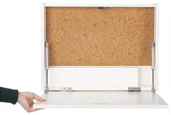 24" W X 18" H Wall Mounted Folding Desk W/ File & Pen Storage, Cork Backer - White -UZI Business Furniture Shop fdwmd1wt.ra5 preview