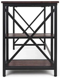 47" W X 22" D X 30" H Wood And Steel Industrial-Style Desk - Dark Brown -UZI Business Furniture Shop fdxdeskbrn.ra4 preview