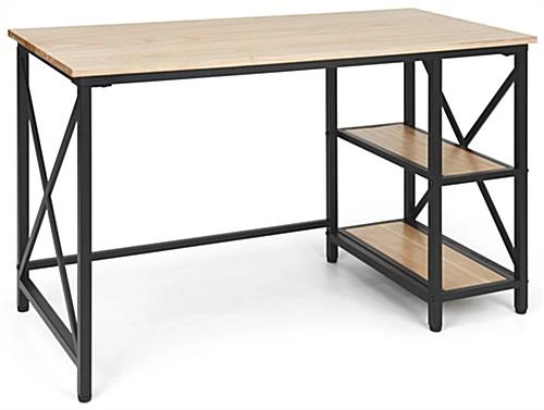 47" W X 22" D X 30" H Wood And Steel Industrial-Style Desk - Natural 2 47" W X 22" D X 30" H Wood And Steel Industrial-Style Desk - Natural - Image 2