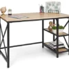 47" W X 22" D X 30" H Wood And Steel Industrial-Style Desk - Natural