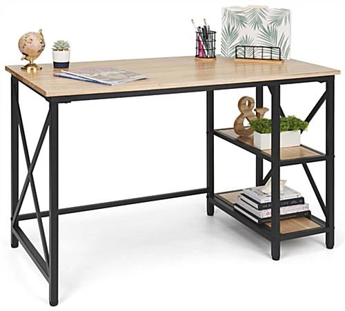 47" W X 22" D X 30" H Wood And Steel Industrial-Style Desk - Natural 1 47" W X 22" D X 30" H Wood And Steel Industrial-Style Desk - Natural