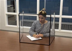 20 X 20 Desktop Sneeze Shield, PVC, Three Panels, Folding, Set Of 10 - Clear -UZI Business Furniture Shop fgcddb20.ra5 preview