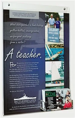 Workshop Series 8.5 X 11 Acrylic Wall Sign Holder With Business Card Pocket - Clear