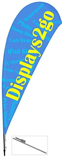 11' Custom Teardrop Flag With Ground Spike - 3 Color Printing