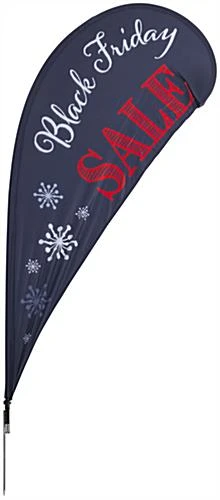 11' Teardrop Flag & Ground Spike W/ Preprinted “Black Friday” Message - Black