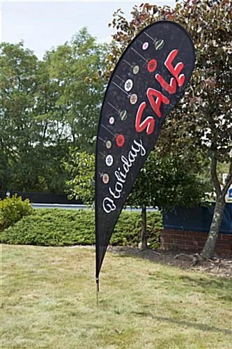 11' Teardrop Flag & Ground Spike W/ Preprinted “Holiday Sale” Message - Black 2 11' Teardrop Flag & Ground Spike W/ Preprinted “Holiday Sale” Message - Black - Image 2
