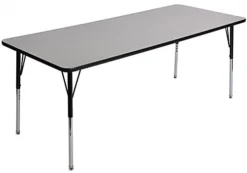 30” X 72” Table With 4 Adjustable Legs, Rectangle - Gray