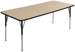 30” X 72” Table With 4 Adjustable Legs, Rectangle - Maple