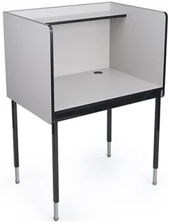 Study Carrel, Adjustable Height 47”-53”, Starter Unit, Steel Legs – Gray