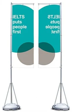 13' Banner Flag Stand With 3 Color Custom Printing, Single-sided