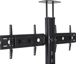 Dual TV Stand, Fits (2) Monitors 37”-60” Side By Side, Adjustable - Black -UZI Business Furniture Shop lm3760bk2b.ra2 preview