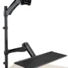 Monitor Mount W/ 2 Adjustable Arms, Tilting Bracket, Desk Or Grommet Clamp - Black