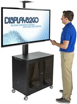 TV Stand W/ Locking Storage, Monitors 30-84", Power Outlets, Camera Mount – Black -UZI Business Furniture Shop lpgp36av7.ra12 preview