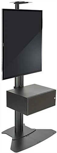 TV Stand W/ Locking Storage, Monitors 30 - 84", Power Outlets, Camera Mount – Black 3 TV Stand W/ Locking Storage, Monitors 30 - 84", Power Outlets, Camera Mount – Black - Image 3