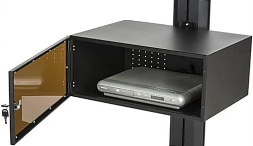 TV Stand W/ Locking Storage, Monitors 30 - 84", Power Outlets, Camera Mount – Black 10 TV Stand W/ Locking Storage, Monitors 30 - 84", Power Outlets, Camera Mount – Black - Image 10