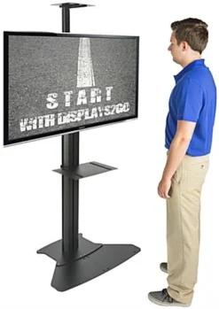 TV Stand With Power Outlets, Monitors 30" - 84”, Camera & Accessory Shelf – Black -UZI Business Furniture Shop lpgp36fbs.ra10 preview