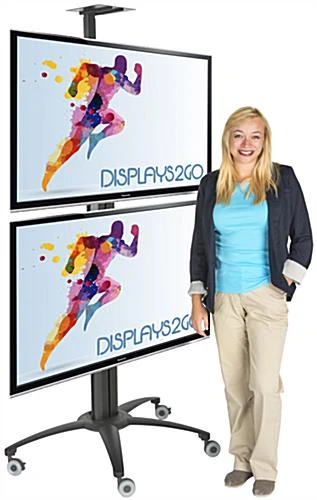 Dual TV Stand W/ Power Outlets, (2) 30 - 60" Screens, Wheels & Camera Mount – Black 10 Dual TV Stand W/ Power Outlets, (2) 30 - 60" Screens, Wheels & Camera Mount – Black - Image 10