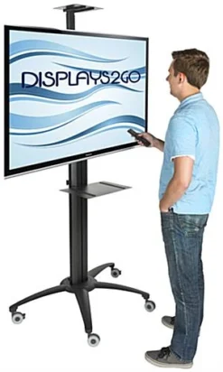 Mobile TV Stand W/ Power Outlets, Monitors 30"- 84”, Camera & Accessory Shelf – Black -UZI Business Furniture Shop lpgp36wbs.ra10 preview