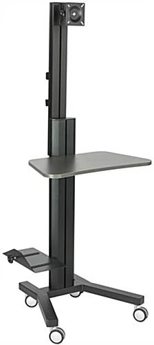 Rolling TV Stand, Fits 10 - 24" Screens, Power Outlets, Keyboard & CPU Holder – Black