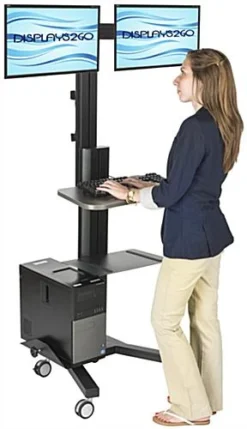 Rolling TV Stand, (2) 10-24" Screens, Power Outlets, CPU Holder & Shelf – Black 16 Rolling TV Stand, (2) 10-24" Screens, Power Outlets, CPU Holder & Shelf – Black -UZI Business Furniture Shop lpgpcrtb2s.ra12 preview