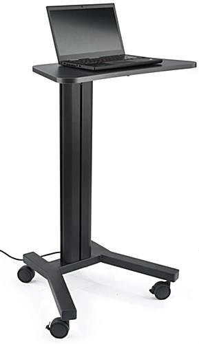 Height Adjustable Laptop Stand, Wheeled, Integrated Power Outlets- Black 2 Height Adjustable Laptop Stand, Wheeled, Integrated Power Outlets- Black - Image 2