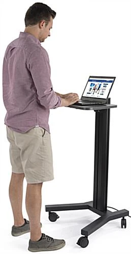 Height Adjustable Laptop Stand, Wheeled, Integrated Power Outlets- Black 7 Height Adjustable Laptop Stand, Wheeled, Integrated Power Outlets- Black - Image 7