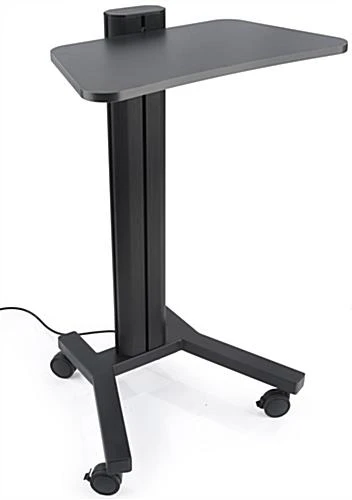 Height Adjustable Laptop Stand, Wheeled, Integrated Power Outlets- Black 1 Height Adjustable Laptop Stand, Wheeled, Integrated Power Outlets- Black