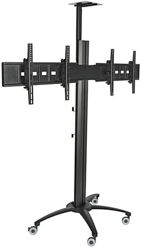Dual TV Stand With Portable Case, Fits Monitors 30 - 60-Inch, Camera Mount – Black 2 Dual TV Stand With Portable Case, Fits Monitors 30 - 60-Inch, Camera Mount – Black - Image 2