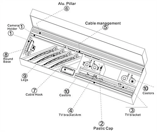 Dual TV Stand With Portable Case, Fits Monitors 30 - 60-Inch, Camera Mount – Black 7 Dual TV Stand With Portable Case, Fits Monitors 30 - 60-Inch, Camera Mount – Black - Image 7