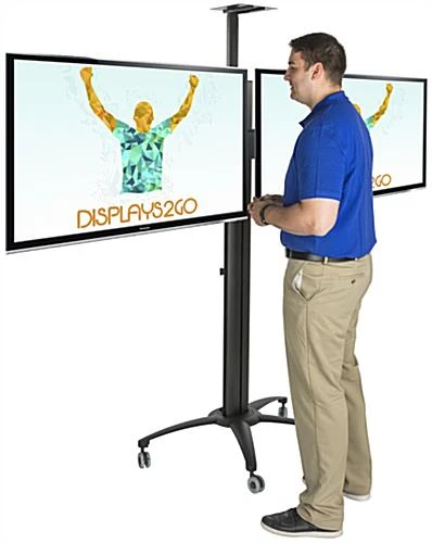 Dual TV Stand With Portable Case, Fits Monitors 30 - 60-Inch, Camera Mount – Black 8 Dual TV Stand With Portable Case, Fits Monitors 30 - 60-Inch, Camera Mount – Black - Image 8