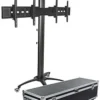 Dual TV Stand With Portable Case, Fits Monitors 30 - 60-Inch, Camera Mount – Black